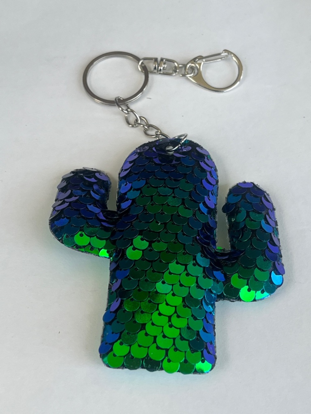 Green Sequin Cactus Keychain / Bag Charm - Picture 4 of 4